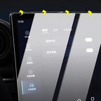 Clear tempered glass screen protector for BYD car infotainment display.
