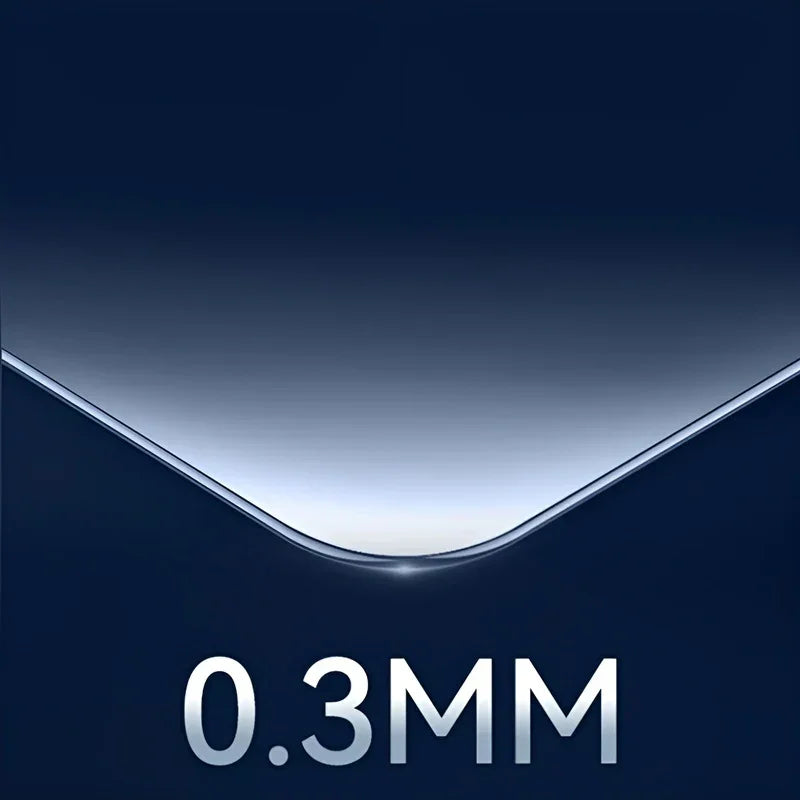 Ultra-thin 0.3mm transparent protective film with smooth curved edges.