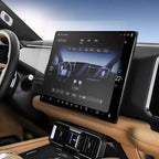 Clear tempered glass screen protector for BYD car infotainment system dashboard.