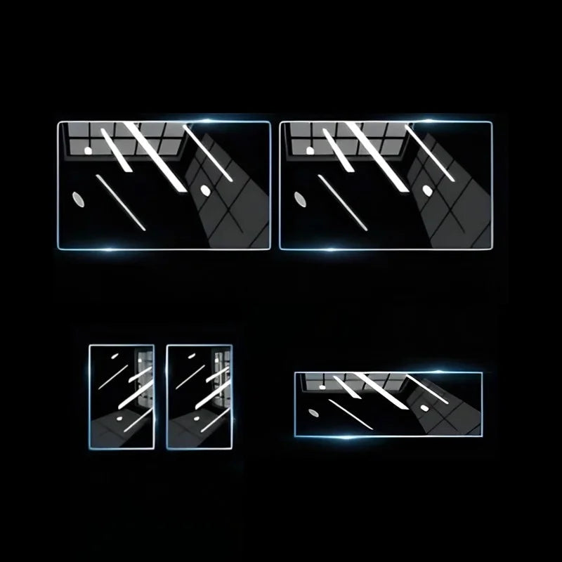 Set of black premium protective sunshade covers with sleek light-blue glowing edges.
