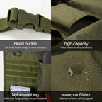 Olive green tactical organizer featuring a durable head buckle, nylon webbing, and waterproof fabric.