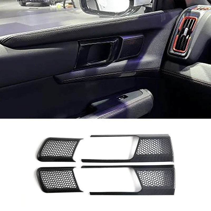 Carbon fiber style black honeycomb door handle cover trim for BYD car interior