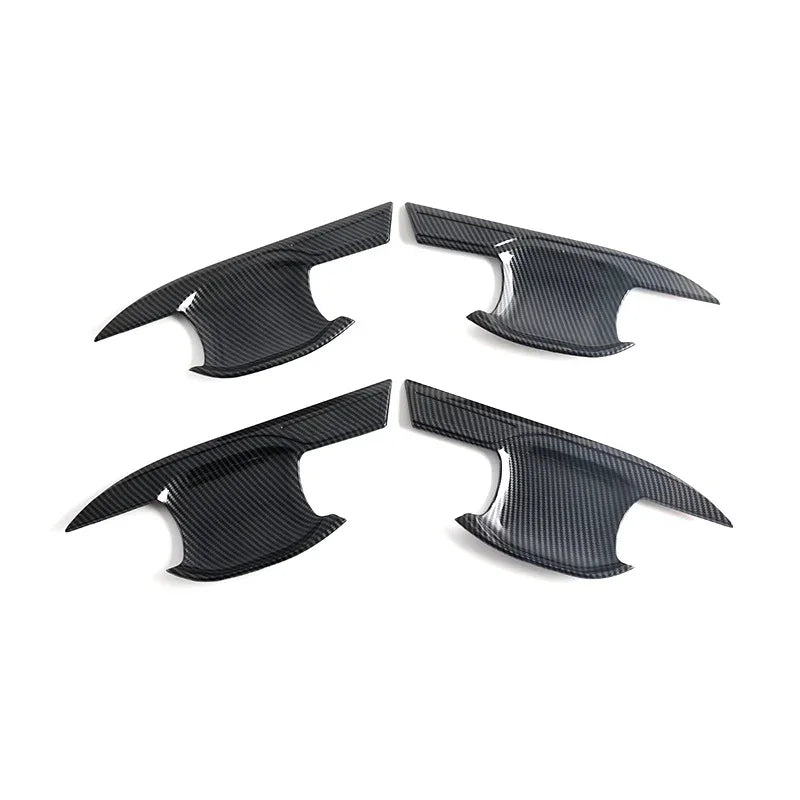 Set of four carbon fiber black automotive exterior trim accessories