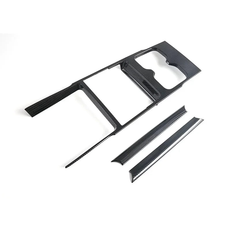 Professional carbon fiber center console trim set in glossy black for BYD car interior