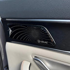 Black Dirac premium car door speaker grille with a sleek perforated metallic finish.