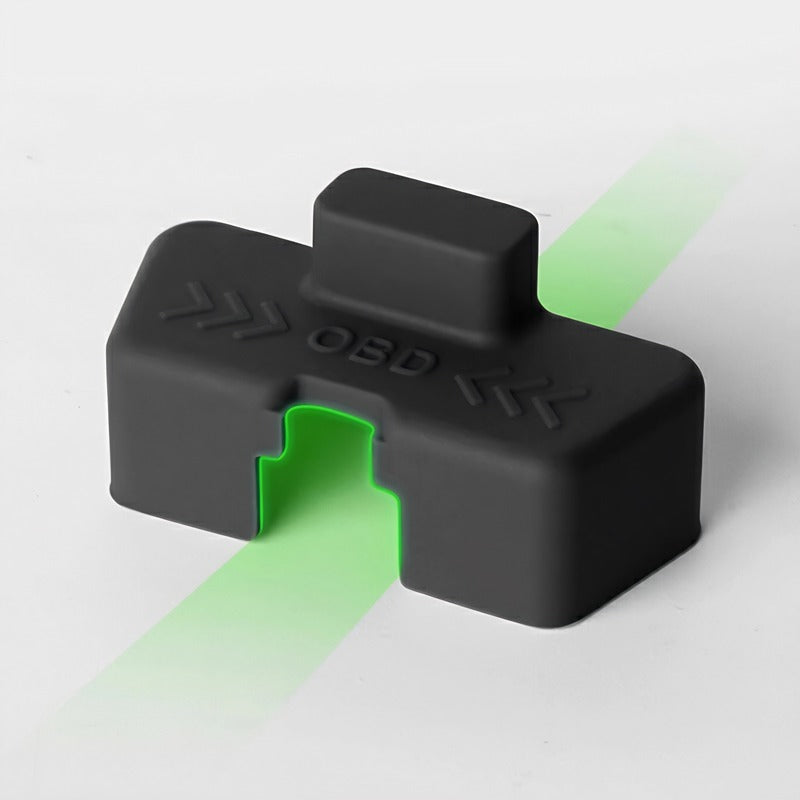 Professional matte black silicone OBD port cover with integrated green LED lighting