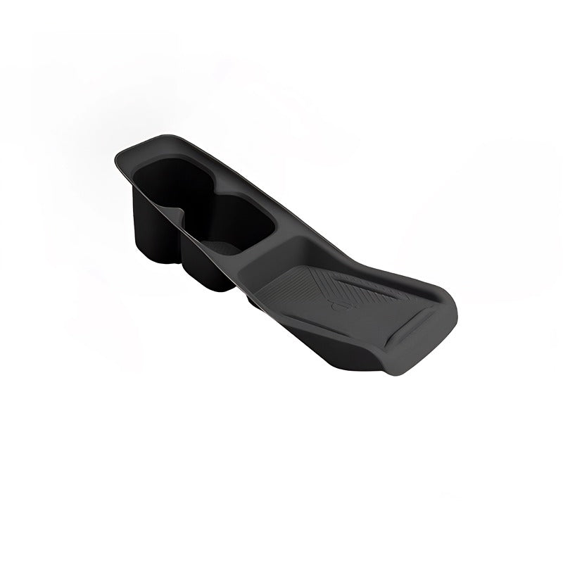 Matte black center console organizer tray made of durable plastic for BYD cars