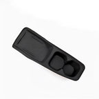 Professional black matte rubber center console organizer tray with cup holders