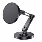15W magnetic wireless car charger holder shown in multiple product views inside a BYD vehicle with adjustable dashboard mount and MagSafe-compatible charging