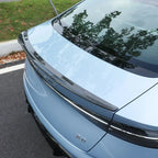 Carbon fiber texture rear spoiler for BYD, sleek black finish for enhanced aerodynamics.