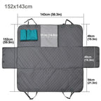 Grey quilted waterproof car mattress for BYD with dimensions and teal storage bags.