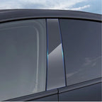 Sleek dark grey tinted window trim protector for car side windows, enhancing style and durability.
