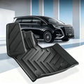 Black heavy-duty TPE waterproof floor mat with anti-slip grooves for BYD car protection.