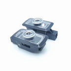 Pair of black rear-view parking sensor cameras with silver metallic lens housings.