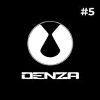 White DENZA logo and emblem centered on a solid black background.