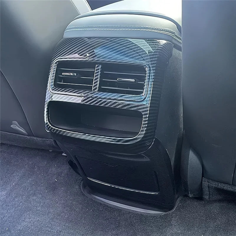 Professional black carbon fiber texture center console rear air vent cover for BYD car interior