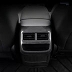 Carbon fiber texture rear center console trim for BYD in grey and black.