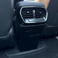 Black carbon fiber pattern rear air vent cover for BYD car interior protection.