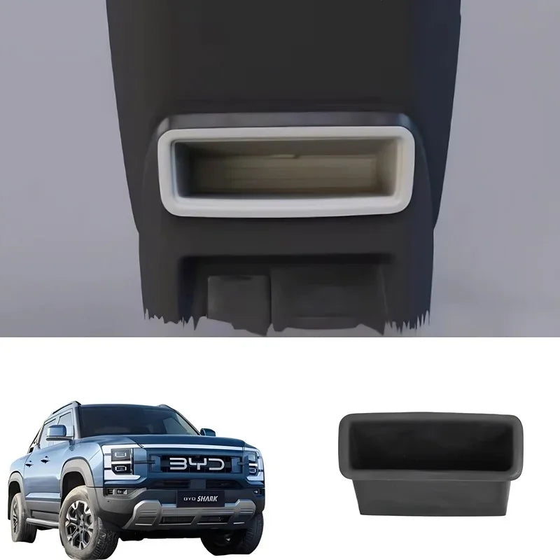 Black durable rubber cup holder tray for BYD Shark interior storage.