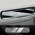Sleek black digital temperature control panel with glowing blue LED interface for BYD interior.