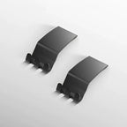 Pair of matte black metal car interior clips with a curved, durable design.