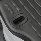 Durable black textured faux leather car trunk mat with precision-cut access hole.