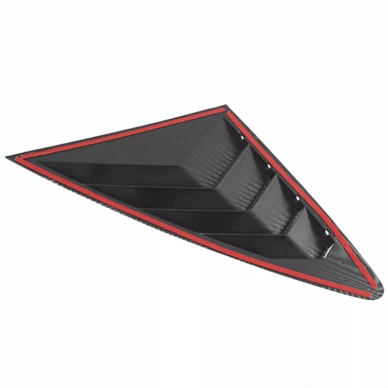 Black carbon fiber style rear spoiler with distinctive red trim accents.