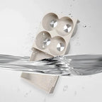 Durable cream-colored silicone cup holder tray with silver metallic accents splashing in water.