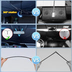 Comparison of flexible black reinforced ribs vs brittle ones in a car sunshade.