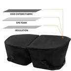 Black insulated storage bags made of durable 600D Oxford fabric with EPE foam padding.