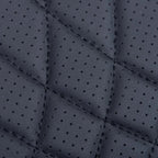 Black perforated leather with premium diamond-quilted stitching for luxury car interiors.