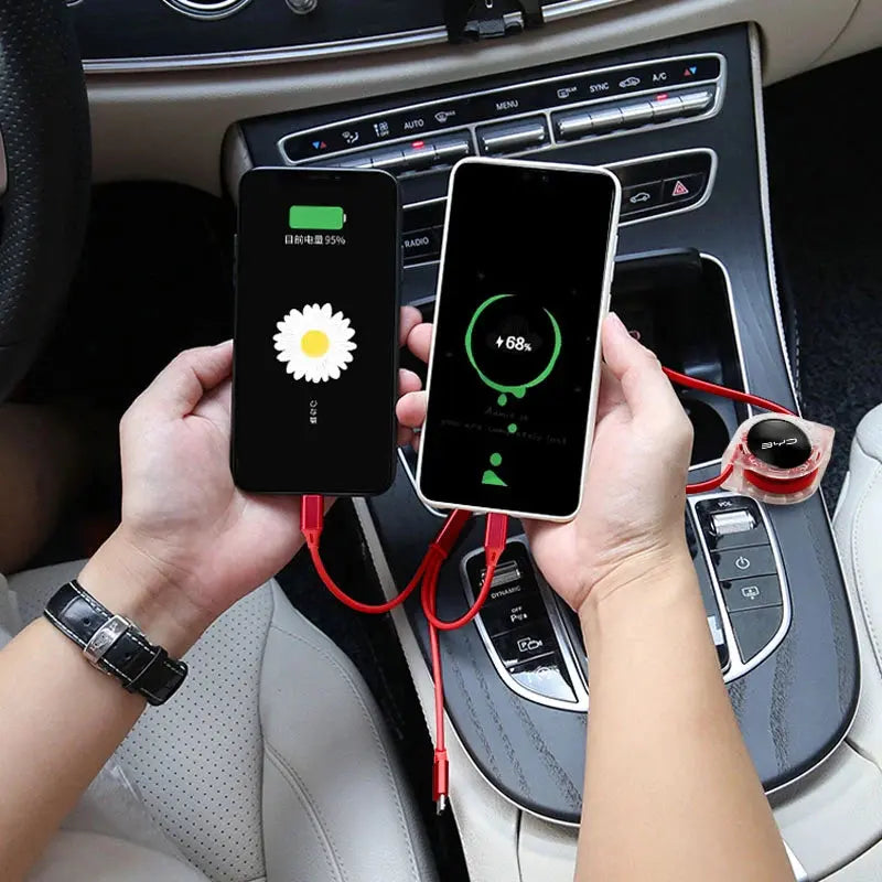 Two smartphones being charged simultaneously with a car's dashboard  in byd car