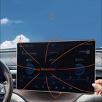 Rotating black tempered glass screen protector for BYD car infotainment system.