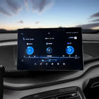 BYD car interior featuring a large center infotainment screen and carbon fiber dashboard trim.