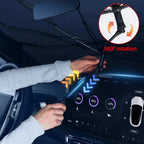 Black 360° rotating adjustable car sunshade rod for flexible interior sun protection.