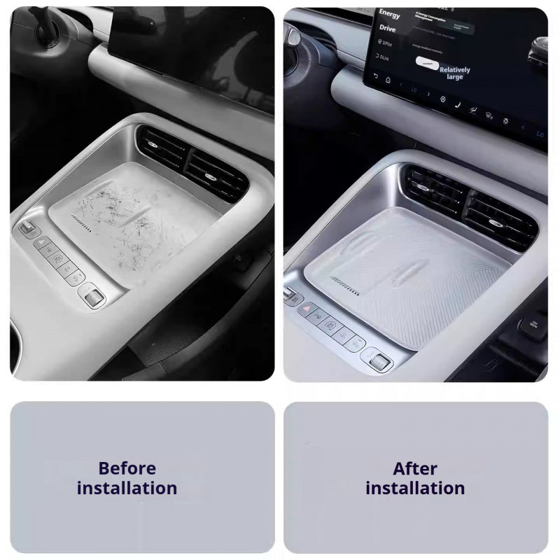 Before and after comparison of BYD Sealion 6 wireless charger mat installation