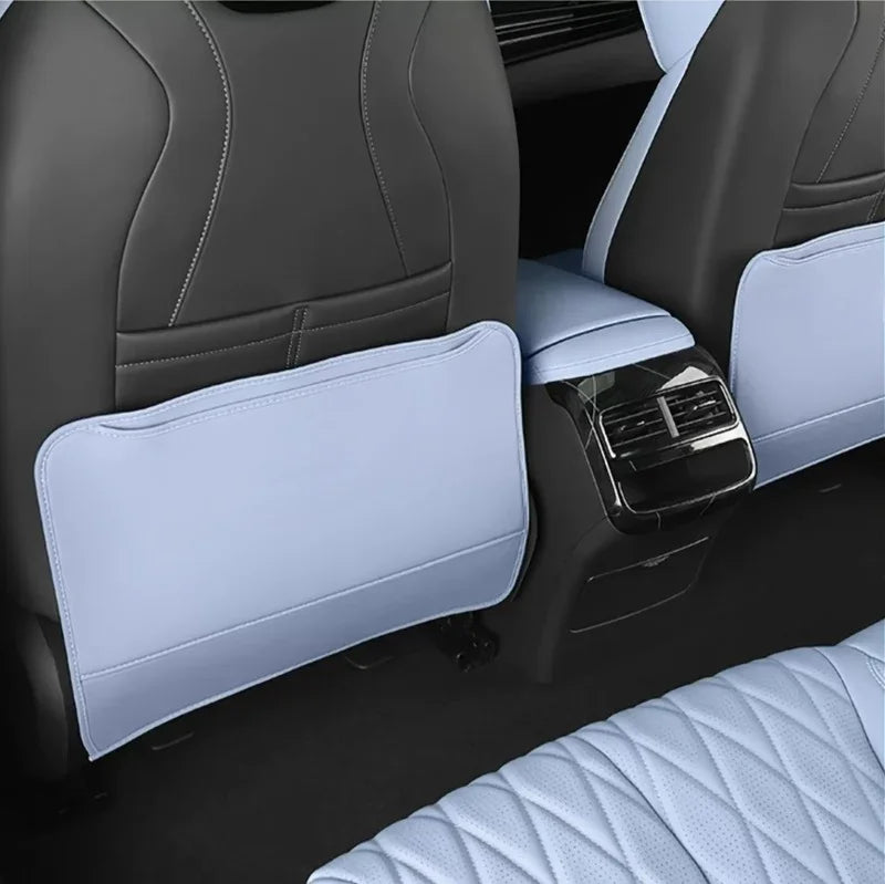 Light blue leather car seat back pocket organizer for BYD interior