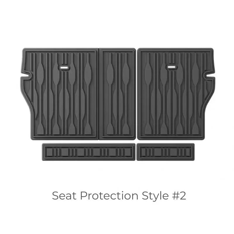Black textured TPE car seat protection covers with anti-slip ribbed design.