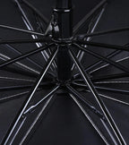 Durable black metal umbrella frame with reinforced ribs and sturdy central shaft.