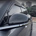 Carbon fiber texture side mirror cover in grey for BYD car with chrome trim