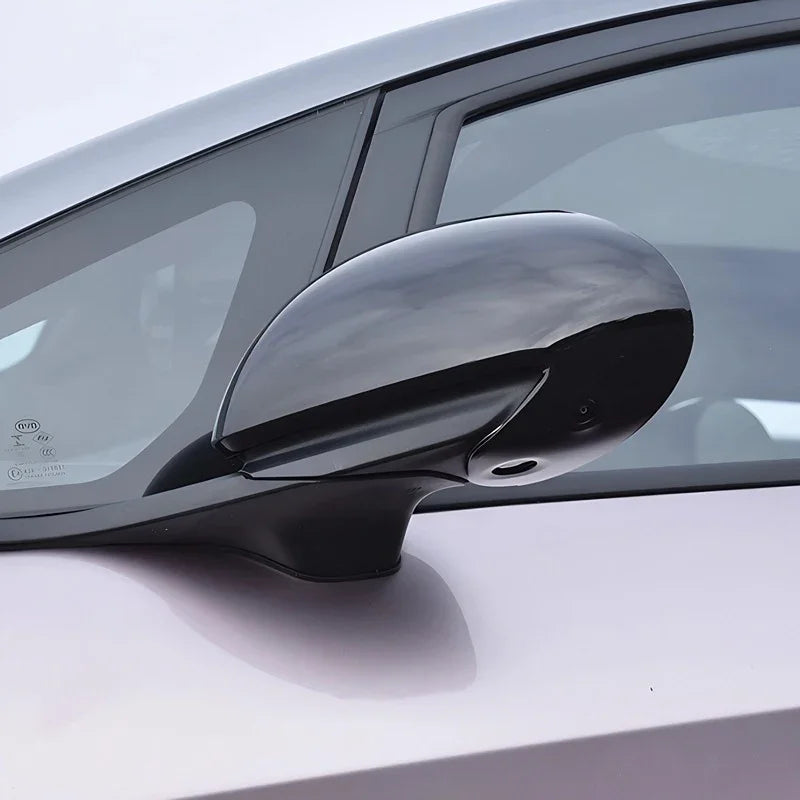 Glossy black carbon fiber style side mirror cover for BYD car