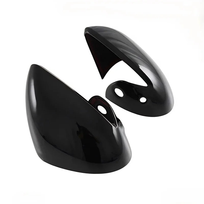 Pair of glossy black ABS plastic side mirror covers for BYD automotive accessories.