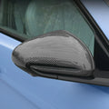 Carbon fiber texture side mirror cover in sleek black for BYD vehicle protection.