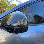 Carbon fiber texture side mirror cover for BYD car in glossy black finish