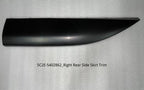 Matte black right rear side skirt trim made of durable automotive-grade material.