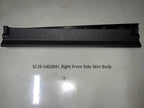 Matte black right front side skirt body panel made of durable composite material.