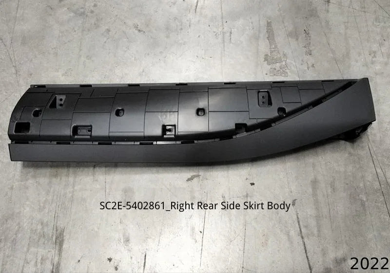 Matte black durable plastic right rear side skirt body component for BYD vehicle protection.