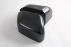 Glossy black carbon fiber texture car side mirror cover for premium protection.