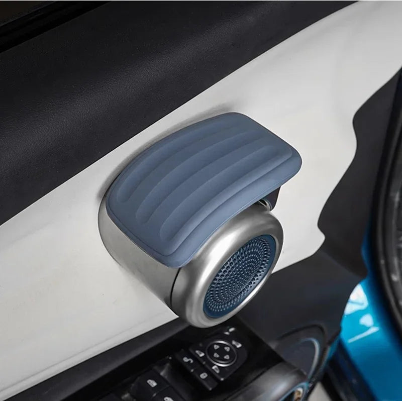 Grey silicone ribbed cover for car door speaker handle