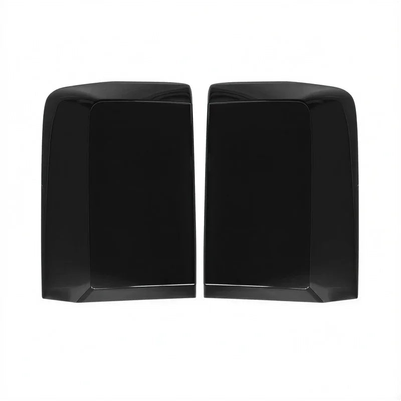 Pair of premium glossy black textured car door sill protector covers.